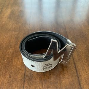 White MCM reversible belt